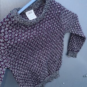 Zara Plum and Charcoal Knit Sweater